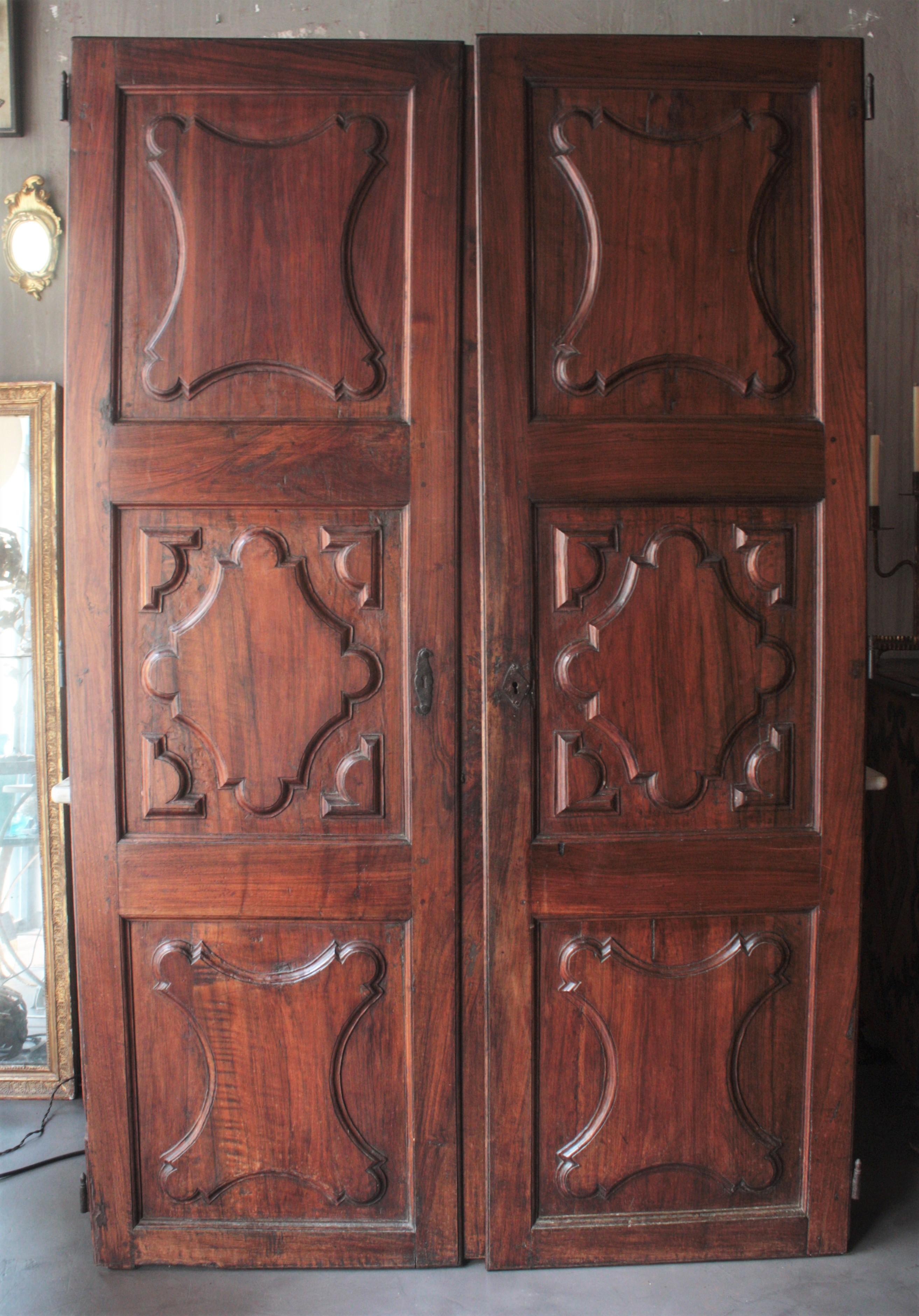 18th Century and Earlier Single Left Side Carved Walnut Wood Door