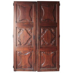 Single Left Side Carved Walnut Wood Door