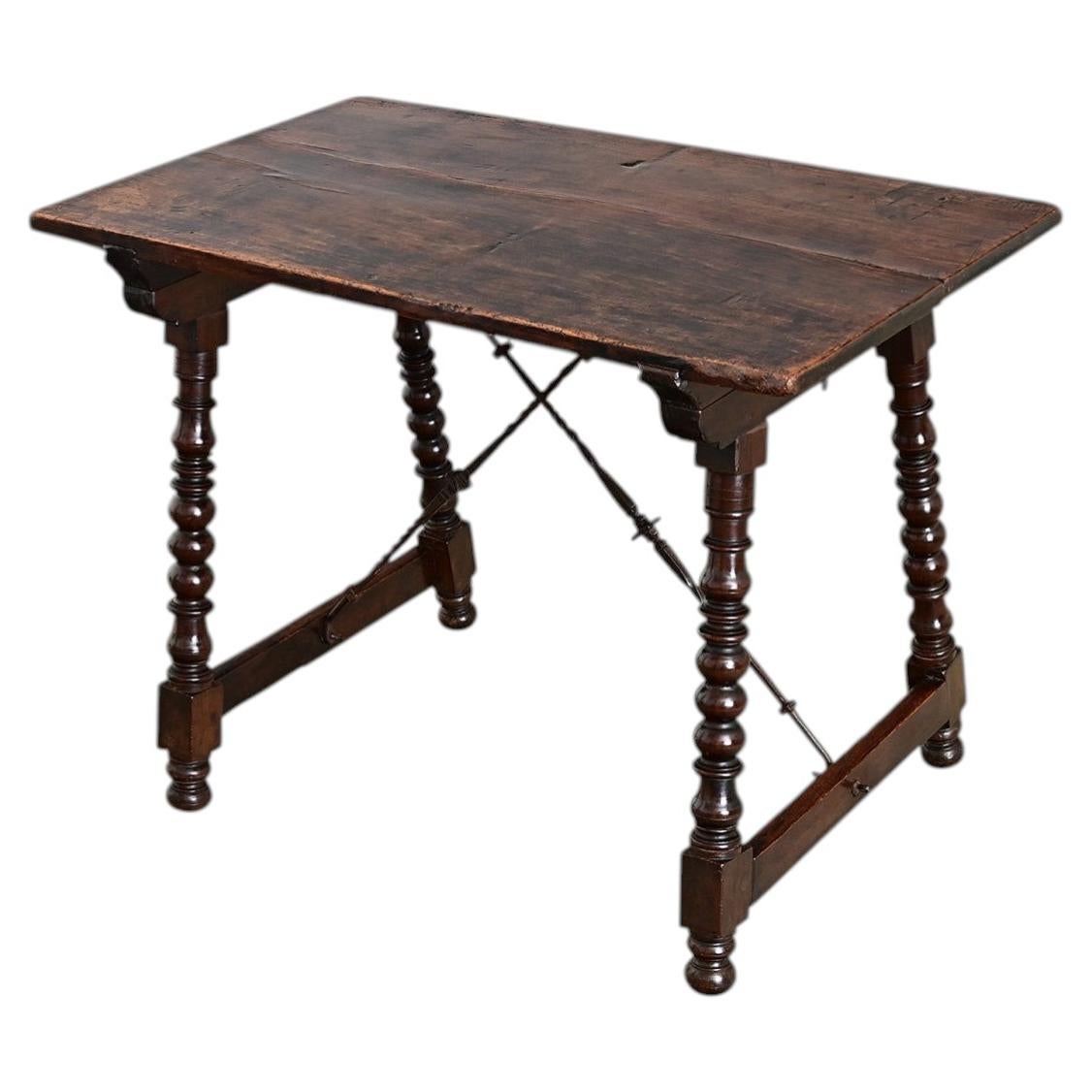 Spanish 18th Century Chestnut & Forged Iron Table
