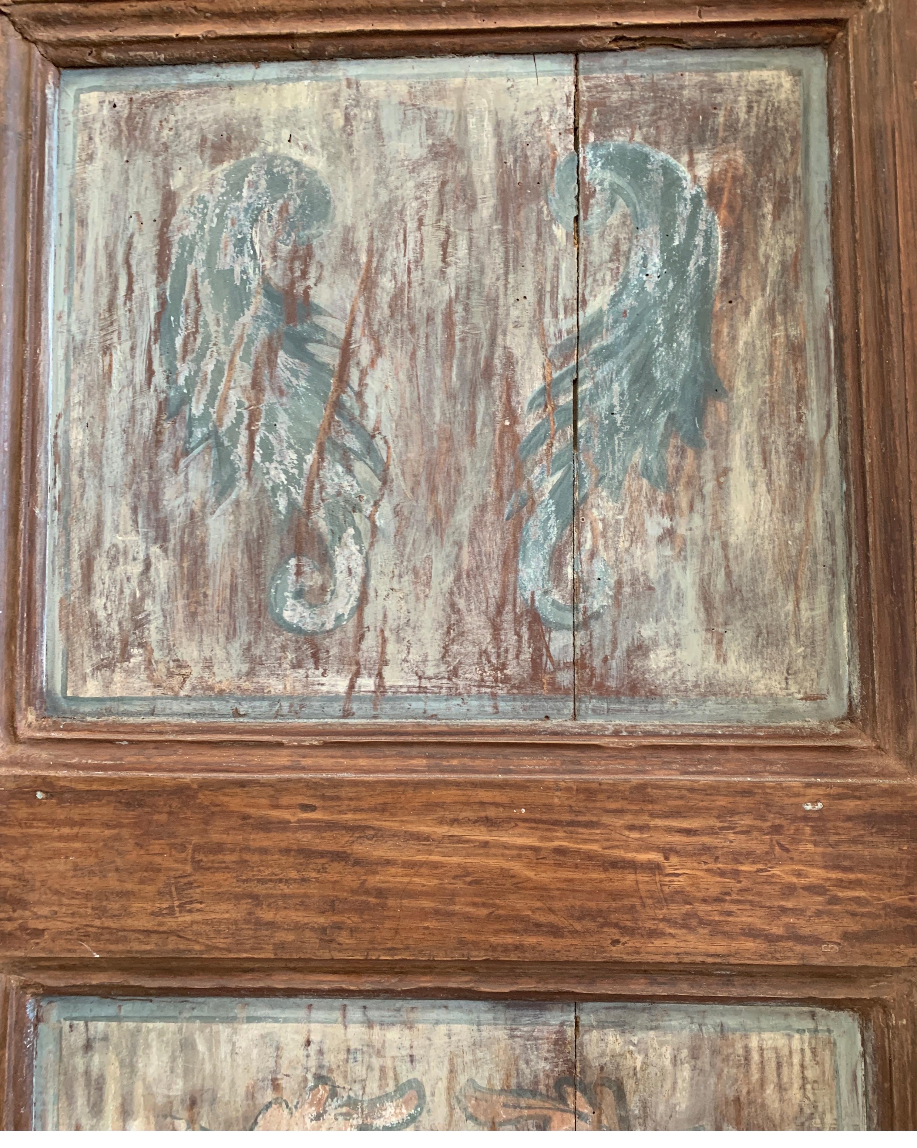 Spanische Türen aus dem 18. Jahrhundert mit polychromer Bemalung und blauer Umrandung im Angebot 5