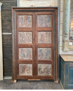 Spanish 18th Century Doors with Polychromed Painted Surround with Blue