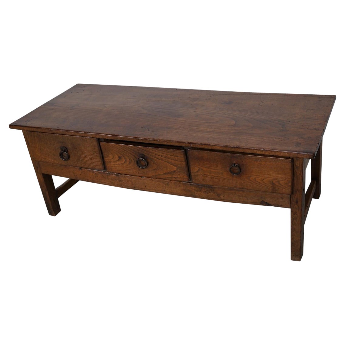 Mesa baja de castaño rústico de la granja española del siglo XVIII