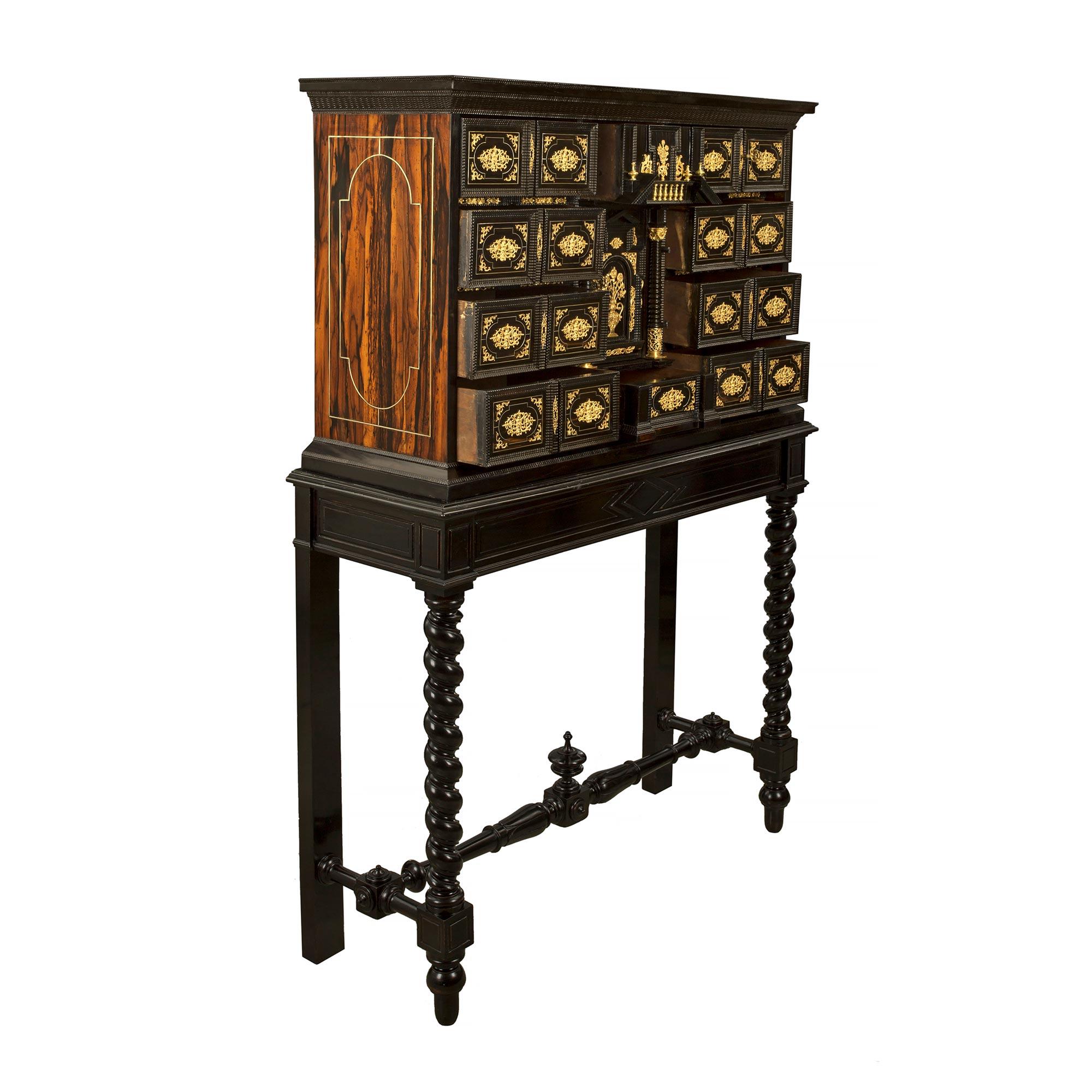 Ebonized Spanish 18th Century Fruitwood, Rosewood and Ormolu Specimen Cabinet For Sale