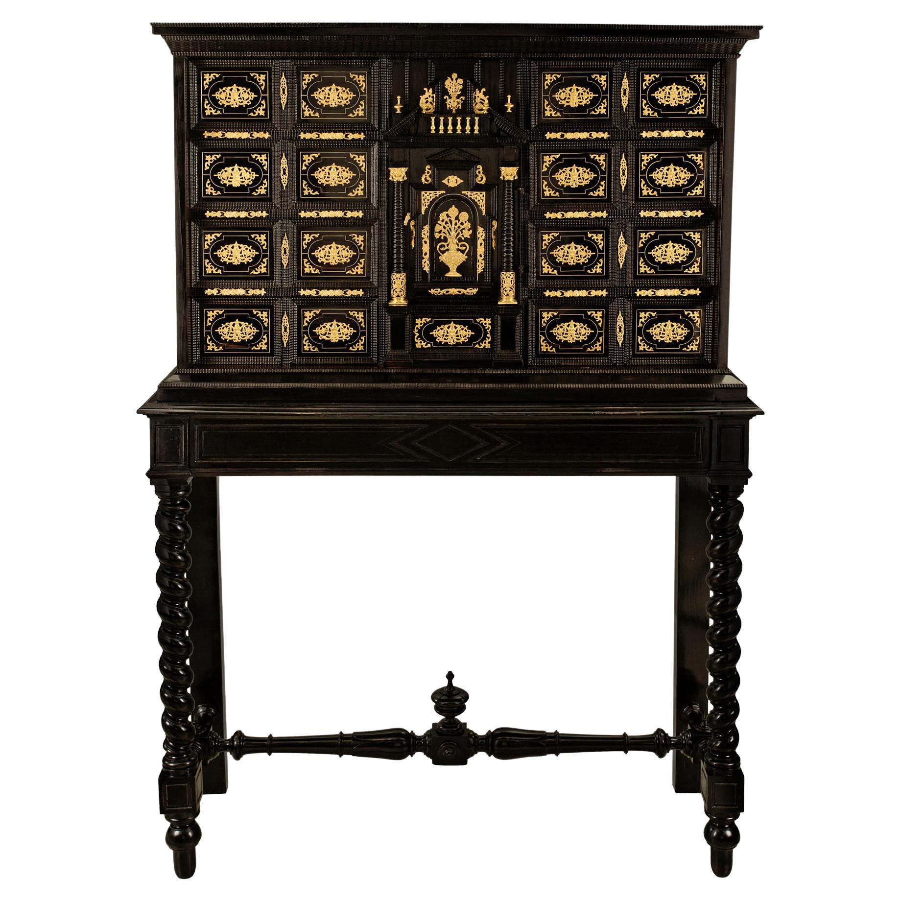 Spanish 18th Century Fruitwood, Rosewood and Ormolu Specimen Cabinet