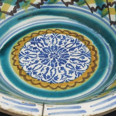 Spanish 18th Century Glazed Stoneware "Lebrillo" Deep Dish