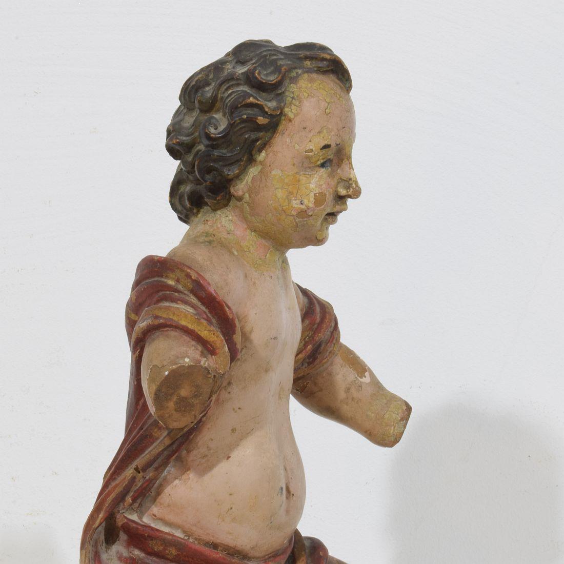Angelo barocco spagnolo in legno intagliato a mano del XVIII secolo in vendita 2