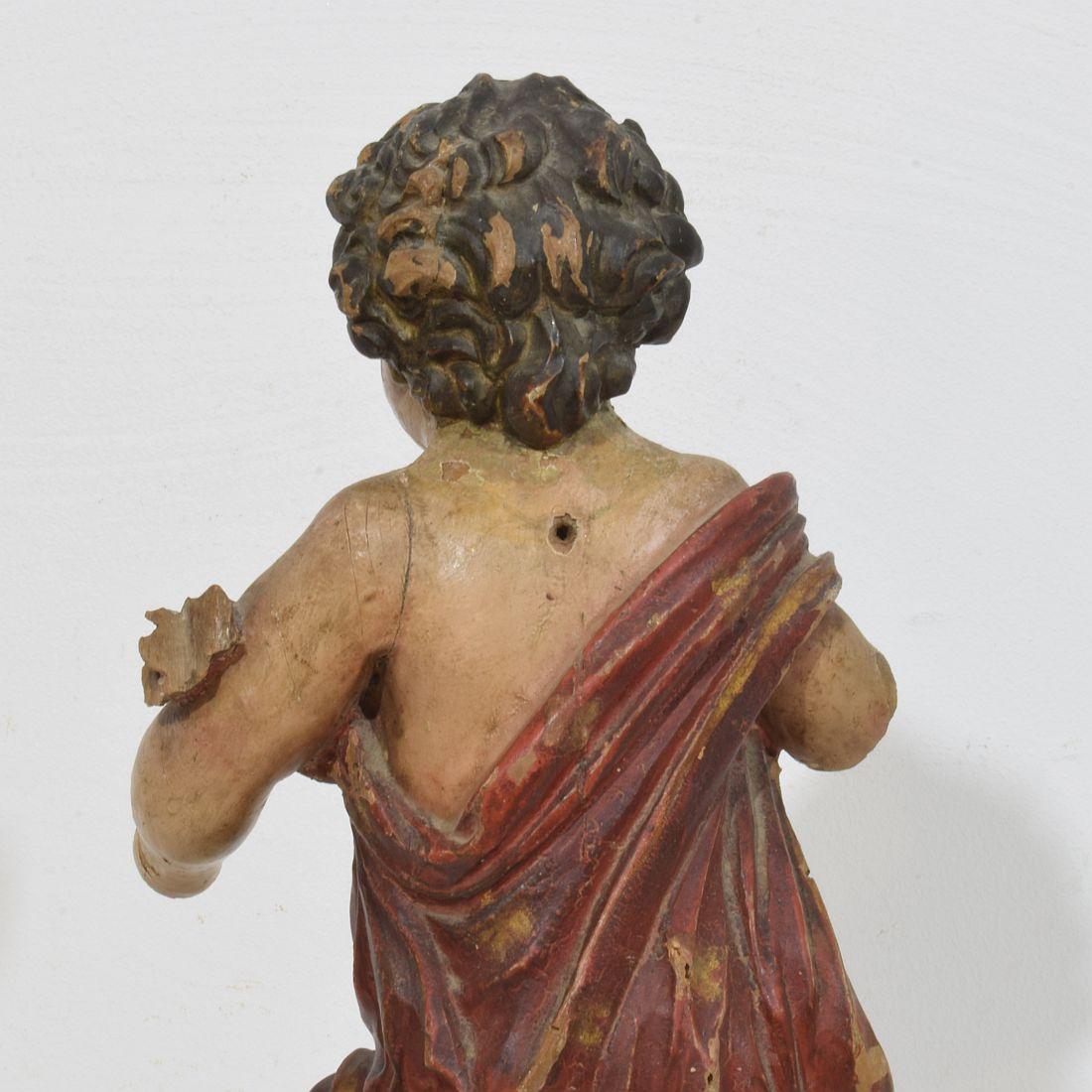 Angelo barocco spagnolo in legno intagliato a mano del XVIII secolo in vendita 3
