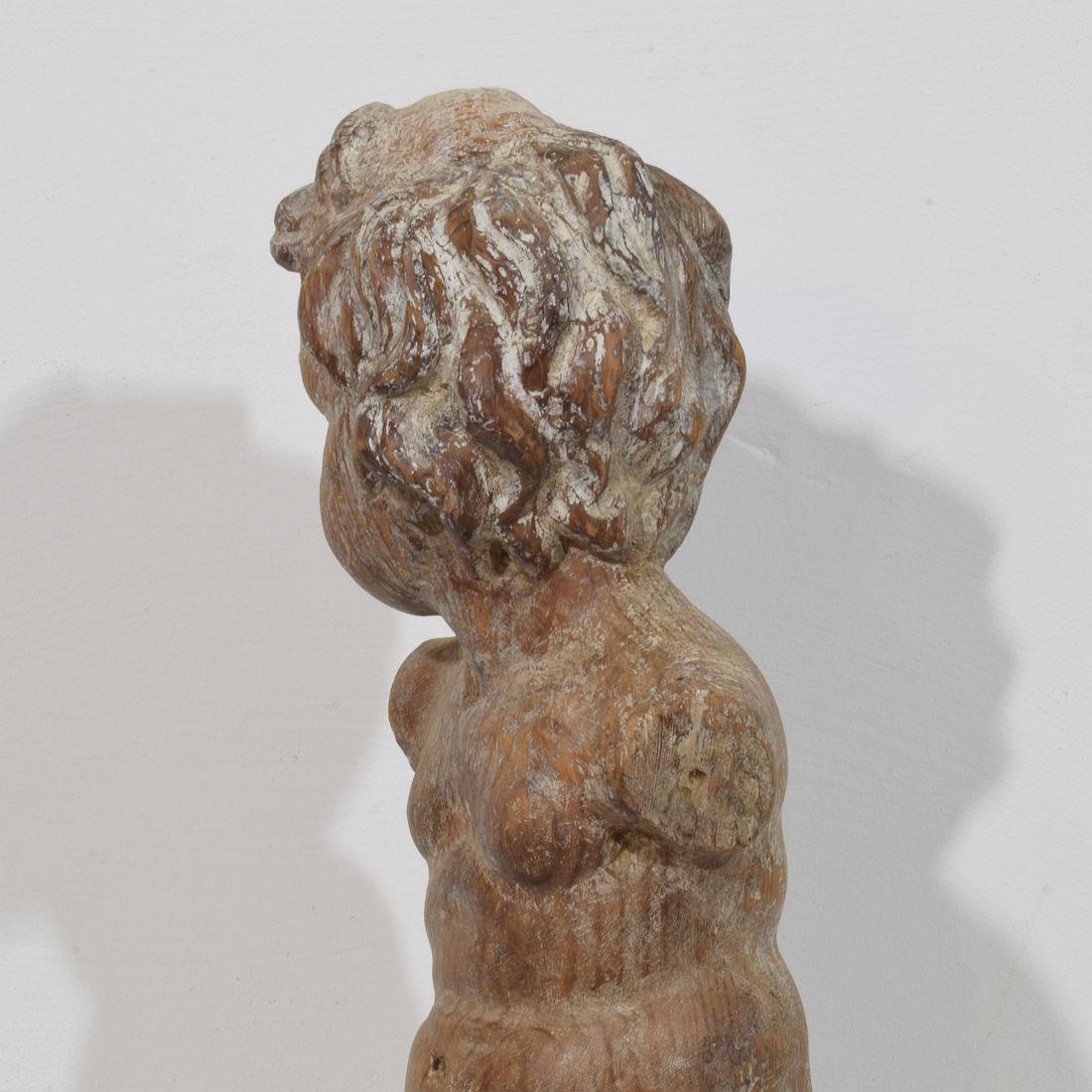 Angelo barocco spagnolo in legno intagliato a mano del XVIII secolo in vendita 4
