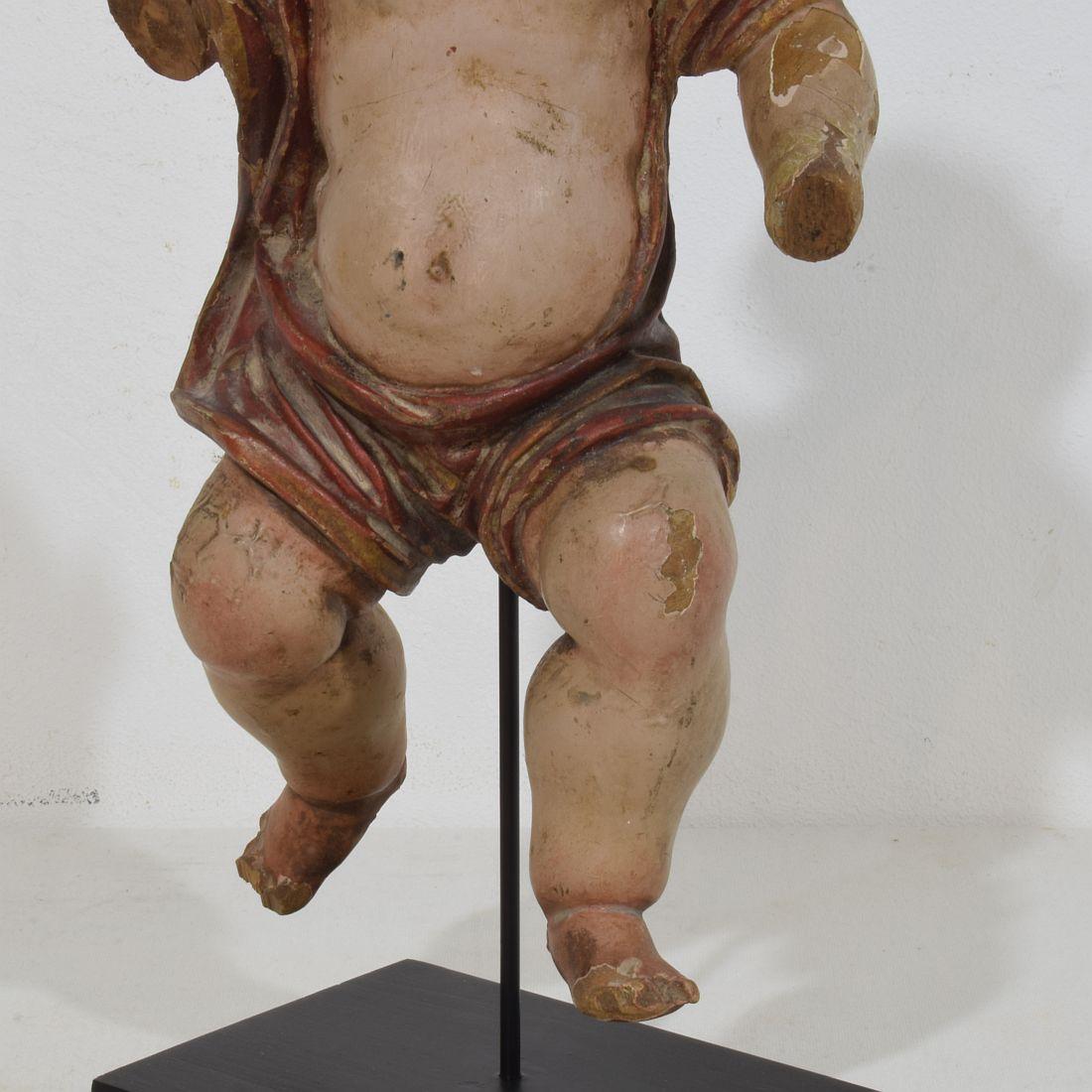 Spanischer Barockengel aus Holz, 18. Jahrhundert, handgeschnitzt im Angebot 8