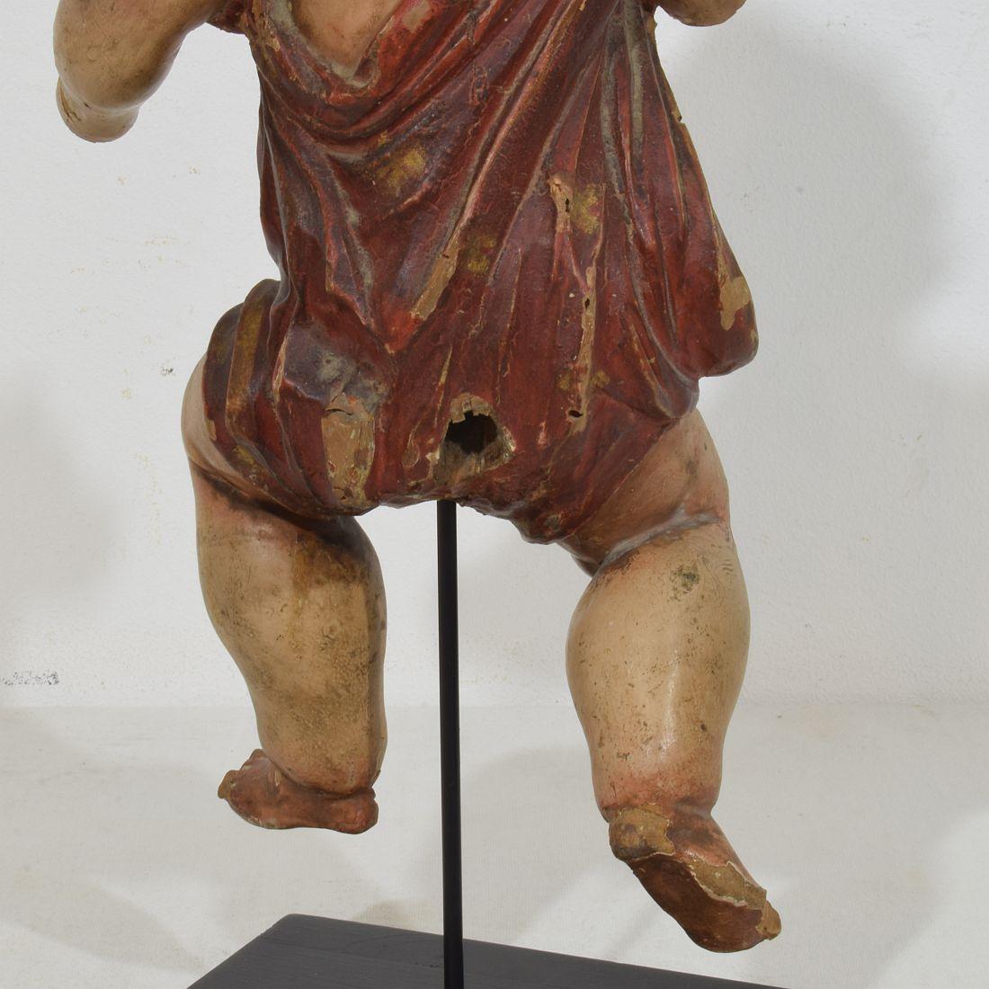 Spanischer Barockengel aus Holz, 18. Jahrhundert, handgeschnitzt im Angebot 10