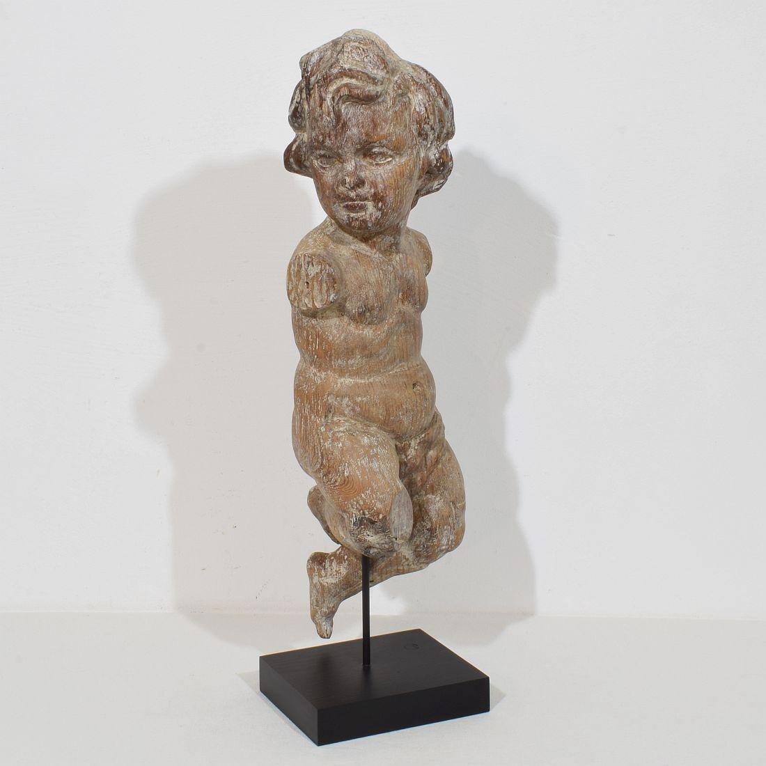 Barocco Angelo barocco spagnolo in legno intagliato a mano del XVIII secolo in vendita