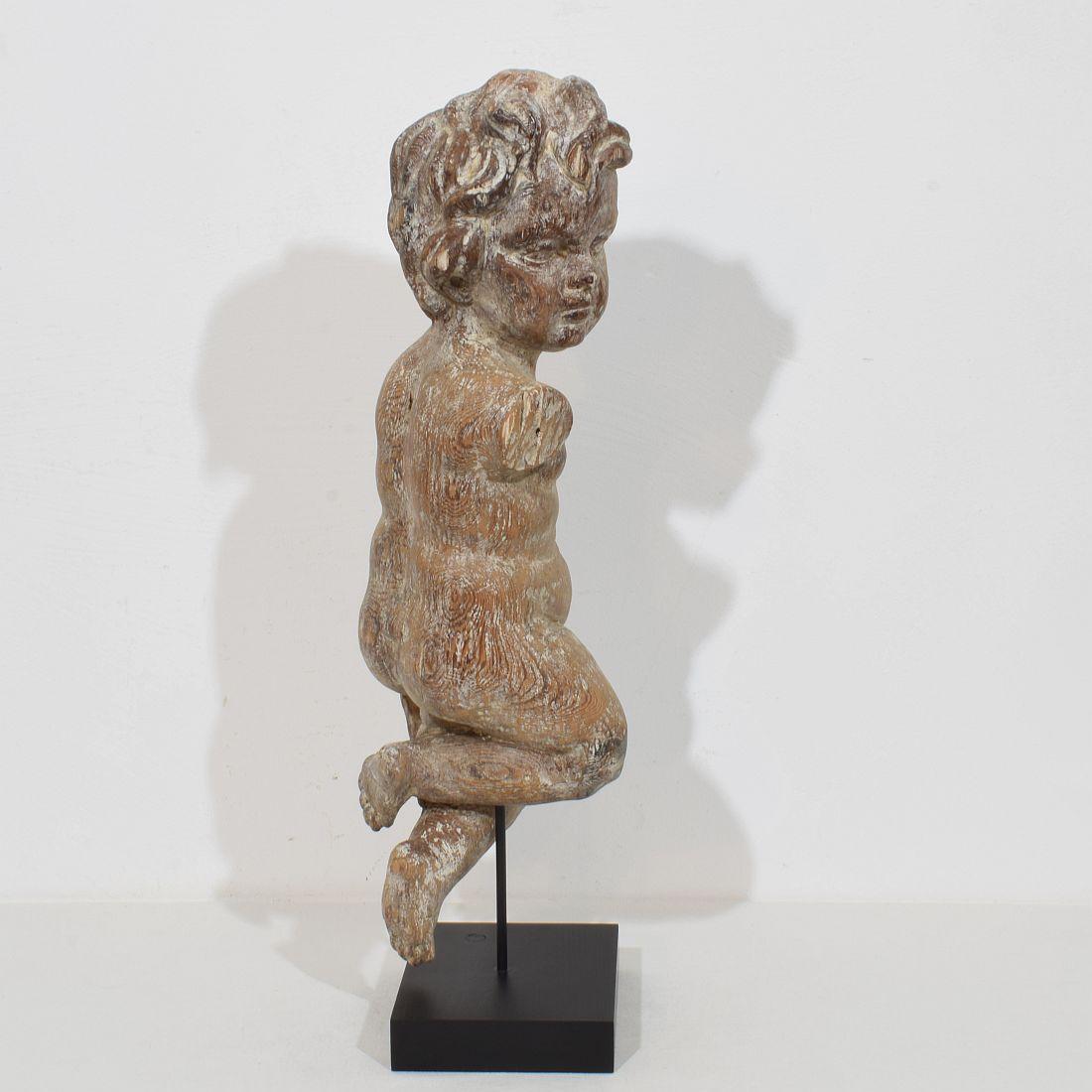 Spagnolo Angelo barocco spagnolo in legno intagliato a mano del XVIII secolo in vendita