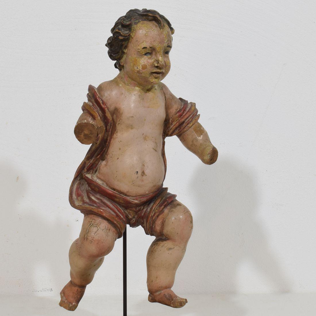 Spanischer Barockengel aus Holz, 18. Jahrhundert, handgeschnitzt im Angebot 2