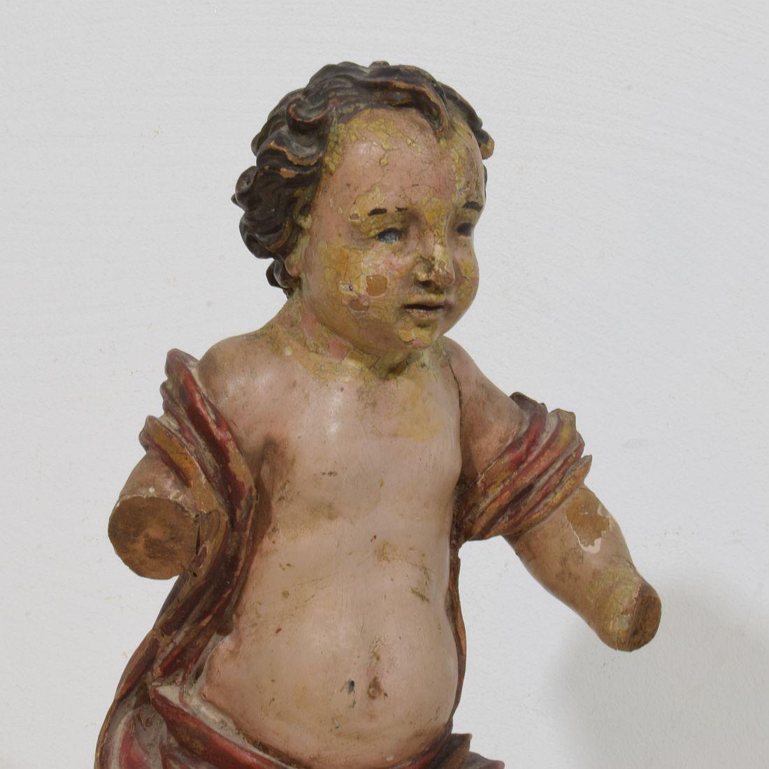 Legno Angelo barocco spagnolo in legno intagliato a mano del XVIII secolo in vendita