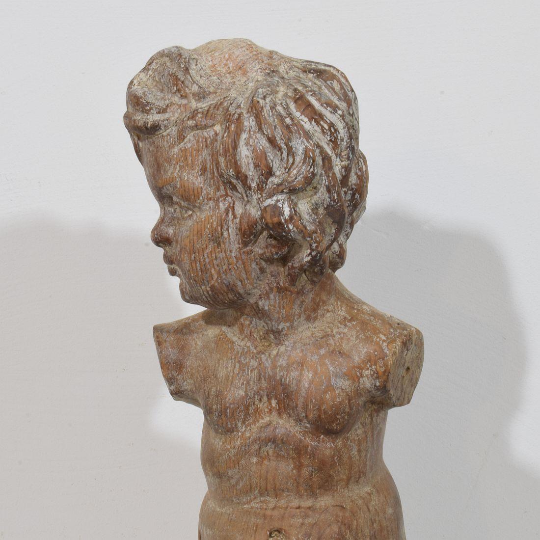 Legno Angelo barocco spagnolo in legno intagliato a mano del XVIII secolo in vendita