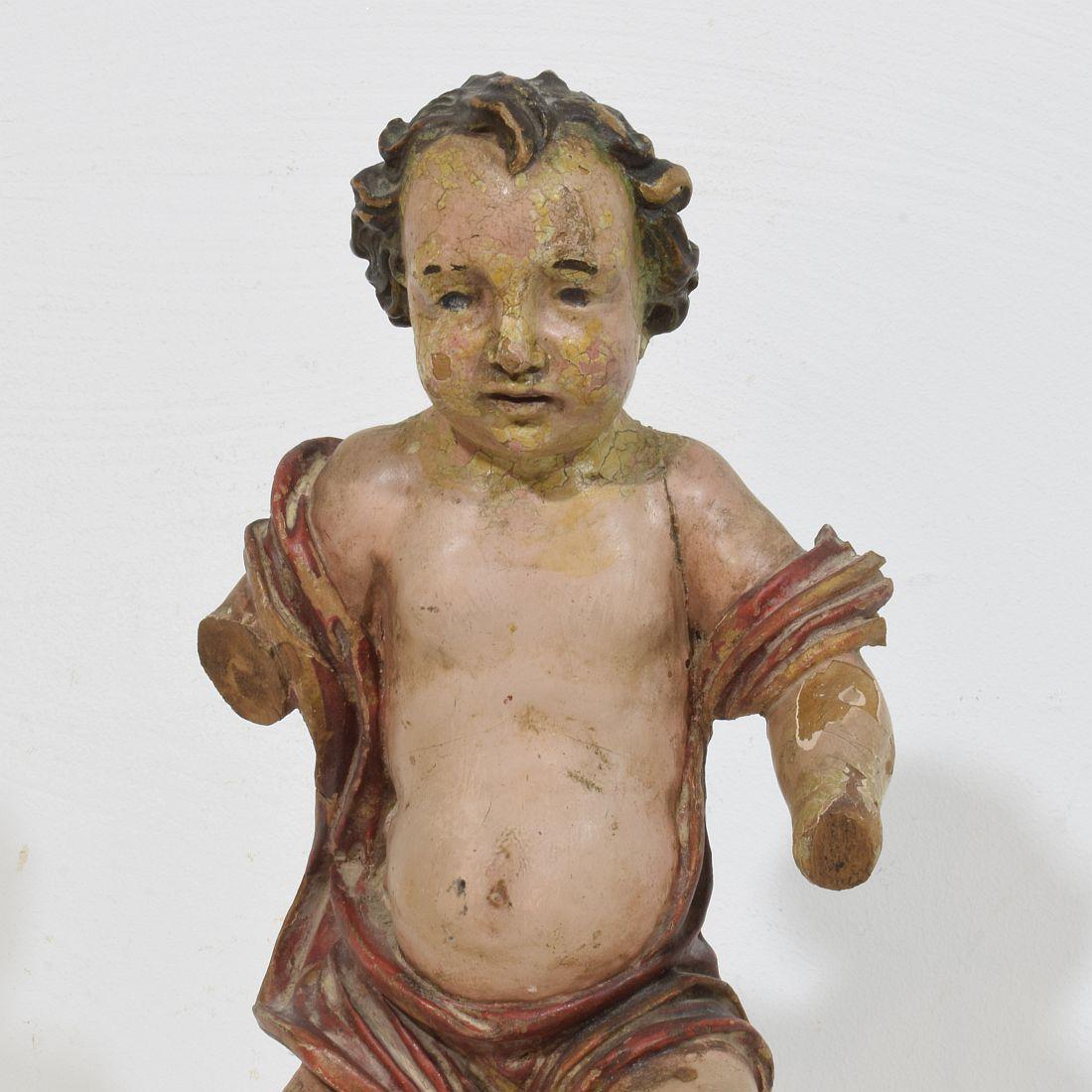 Angelo barocco spagnolo in legno intagliato a mano del XVIII secolo in vendita 1