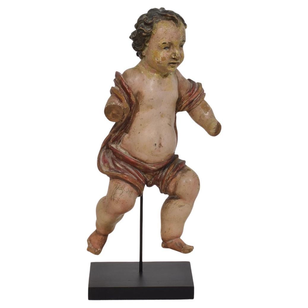 Spanish 18th Century Hand Carved Wooden Baroque Angel