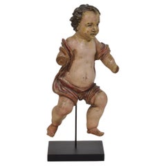 Spanish 18th Century Hand Carved Wooden Baroque Angel