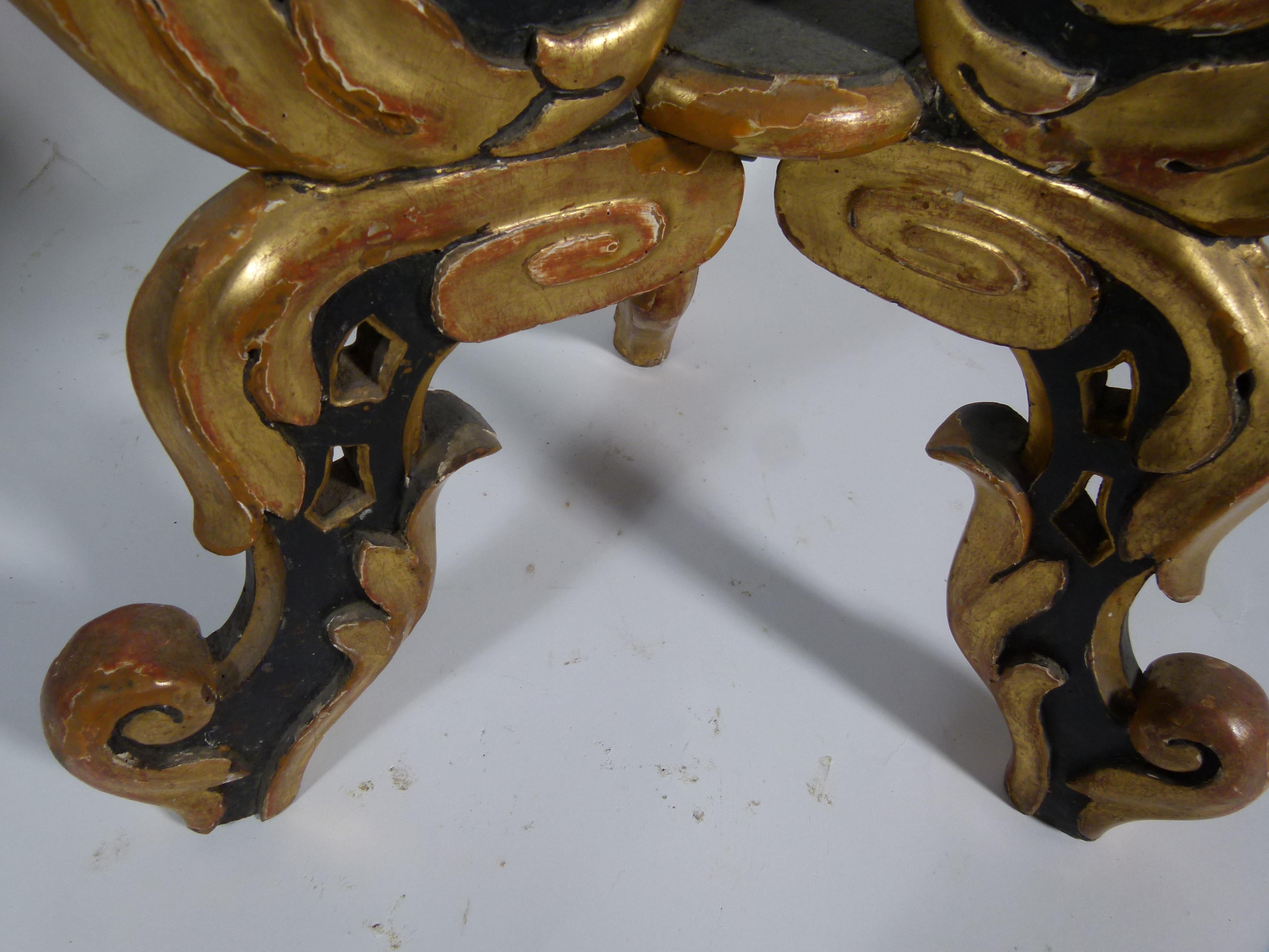 18th Century and Earlier Spanish 18th Century Hand Carved Wooden Pair of Side Tables