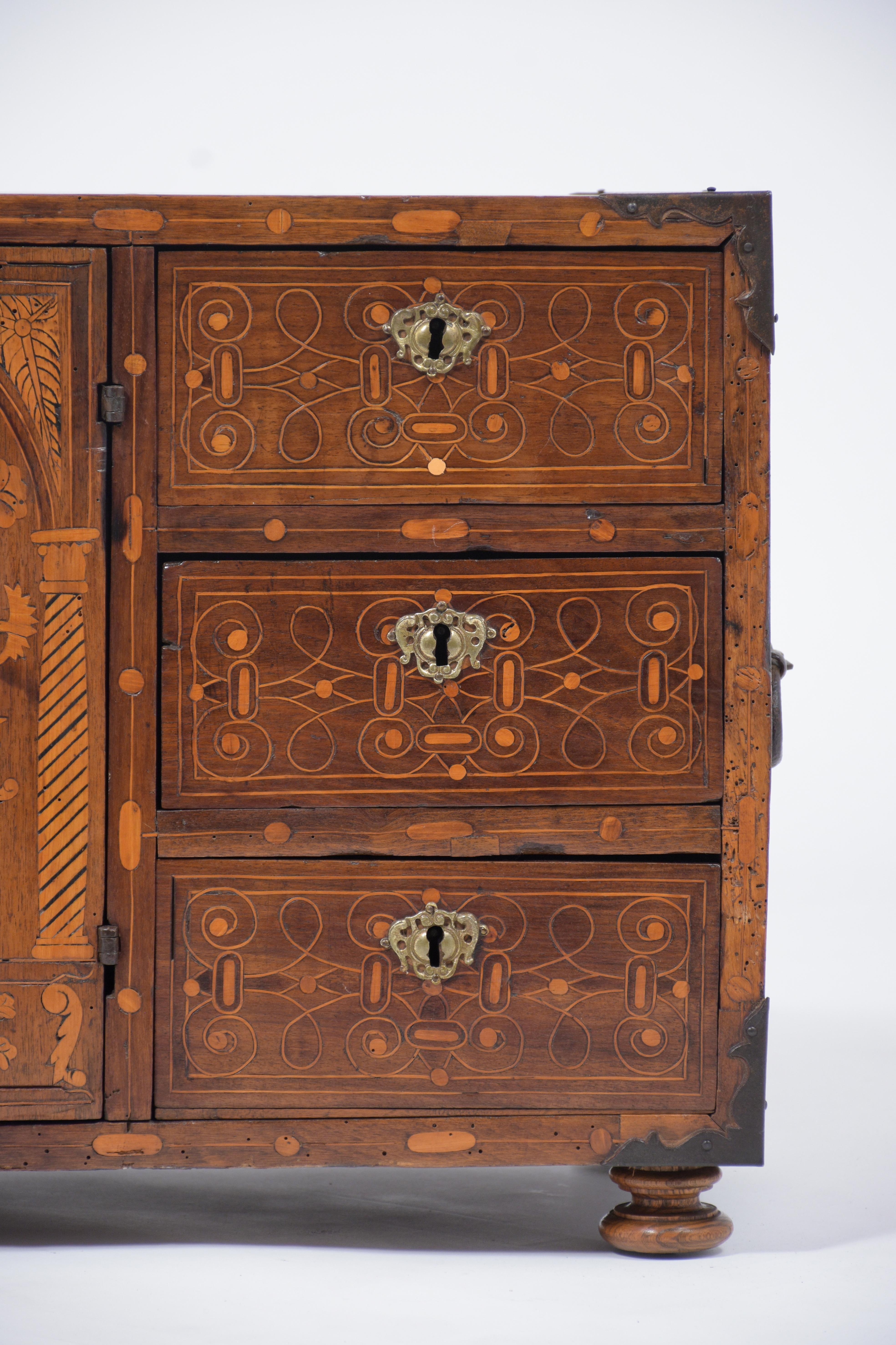 Baroque Period Spanish Vargueno Inlaid Cabinet