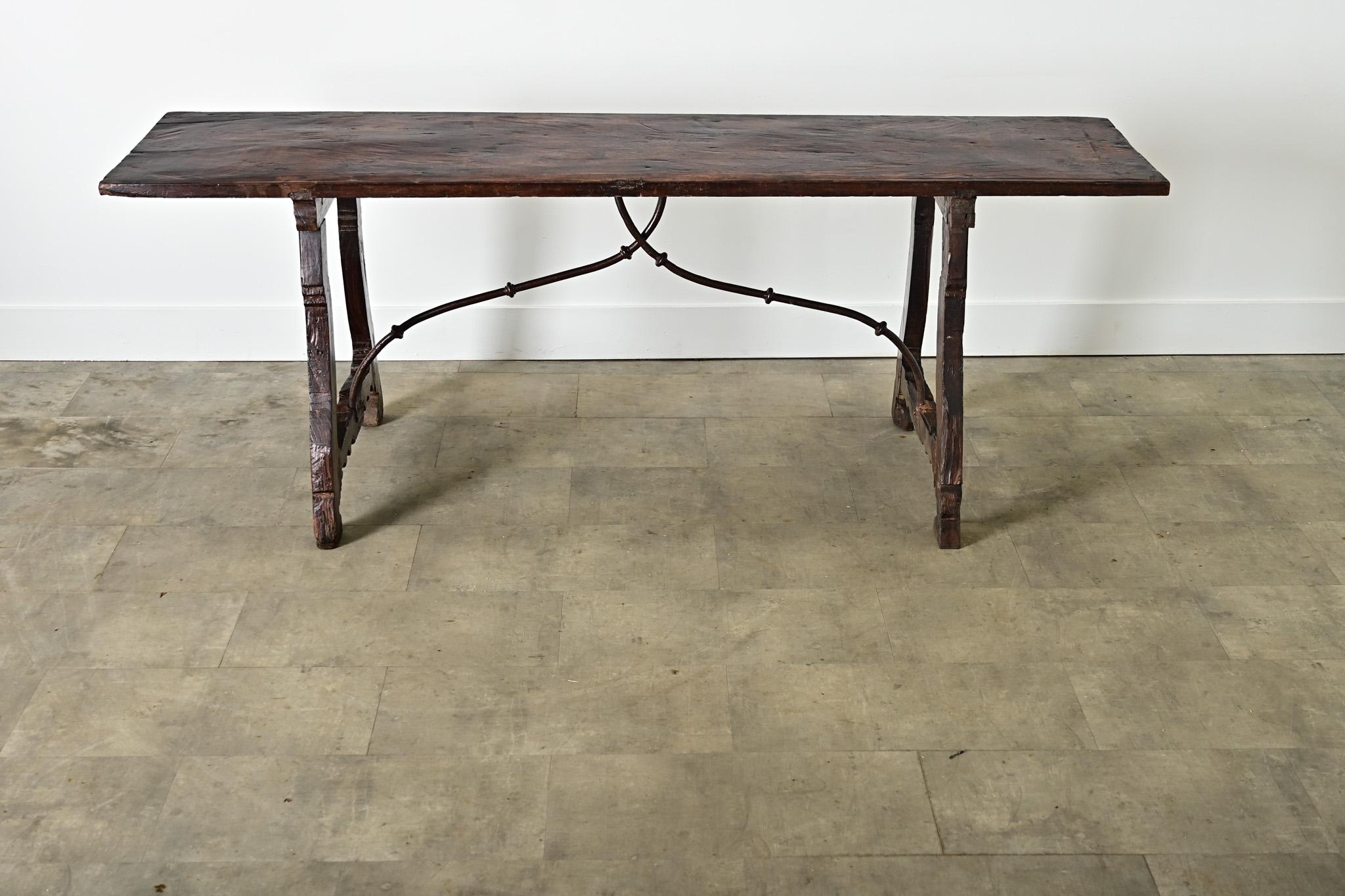 Carved Spanish 18th Century Oak Refectory Table For Sale