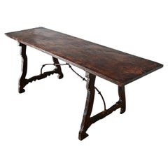 Mesa de refectorio española de roble del siglo XVIII