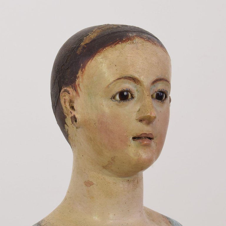 Spanish 18th Century Painted Wooden Madonna/