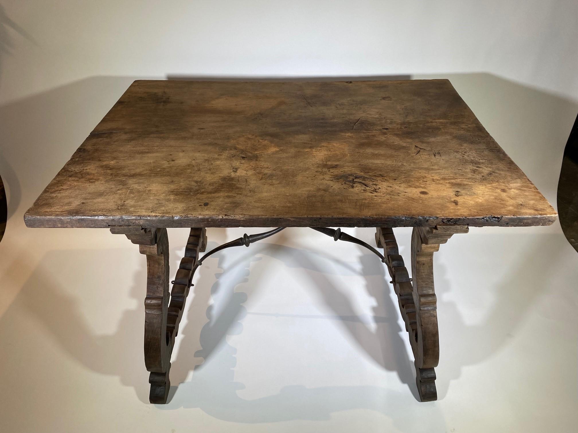 Spanish 18th Century Solid Board Top Writing Table In Good Condition For Sale In Atlanta, GA