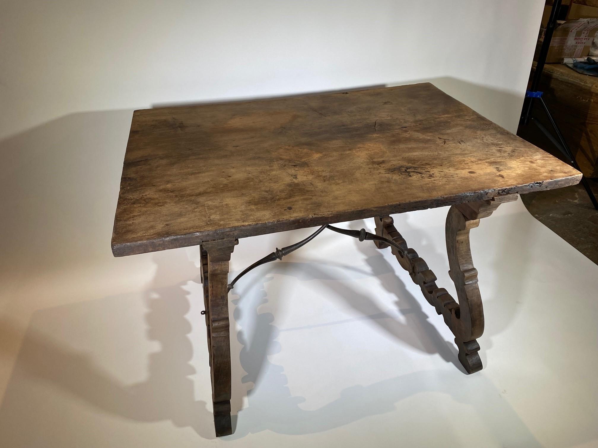 Spanish 18th Century Solid Board Top Writing Table For Sale 2