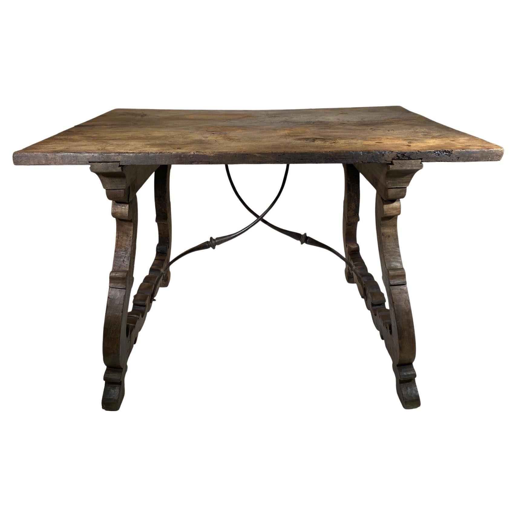 Spanish 18th Century Solid Board Top Writing Table For Sale