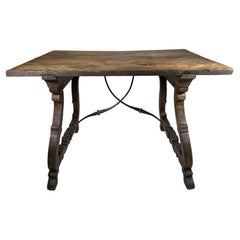 Antique Spanish 18th Century Solid Board Top Writing Table