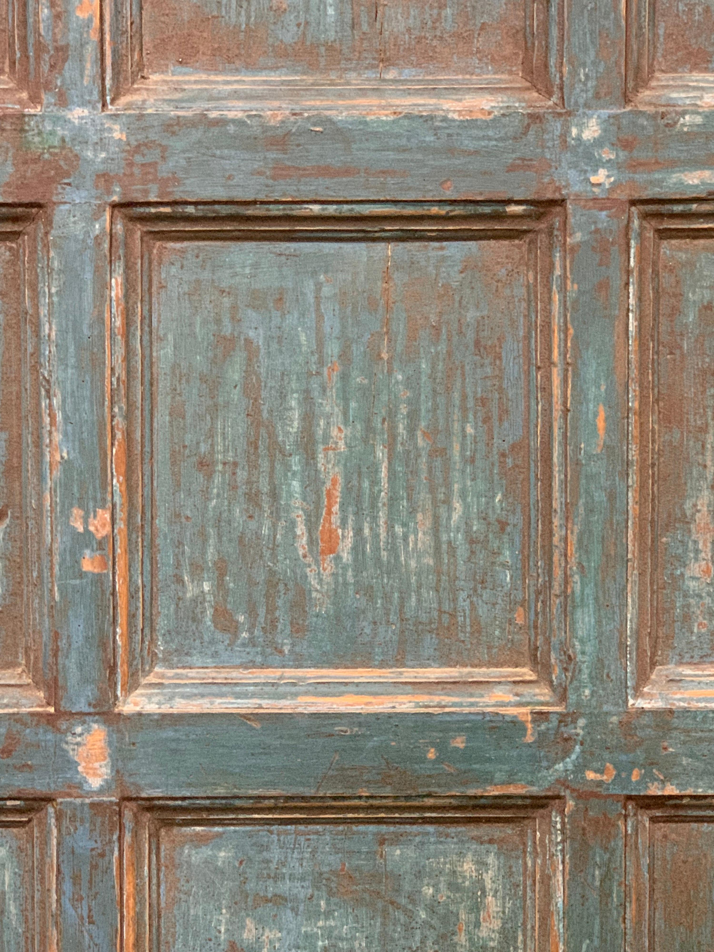 Spanish 18th Century Twelve Panel Door With Original Paint . For Sale 3