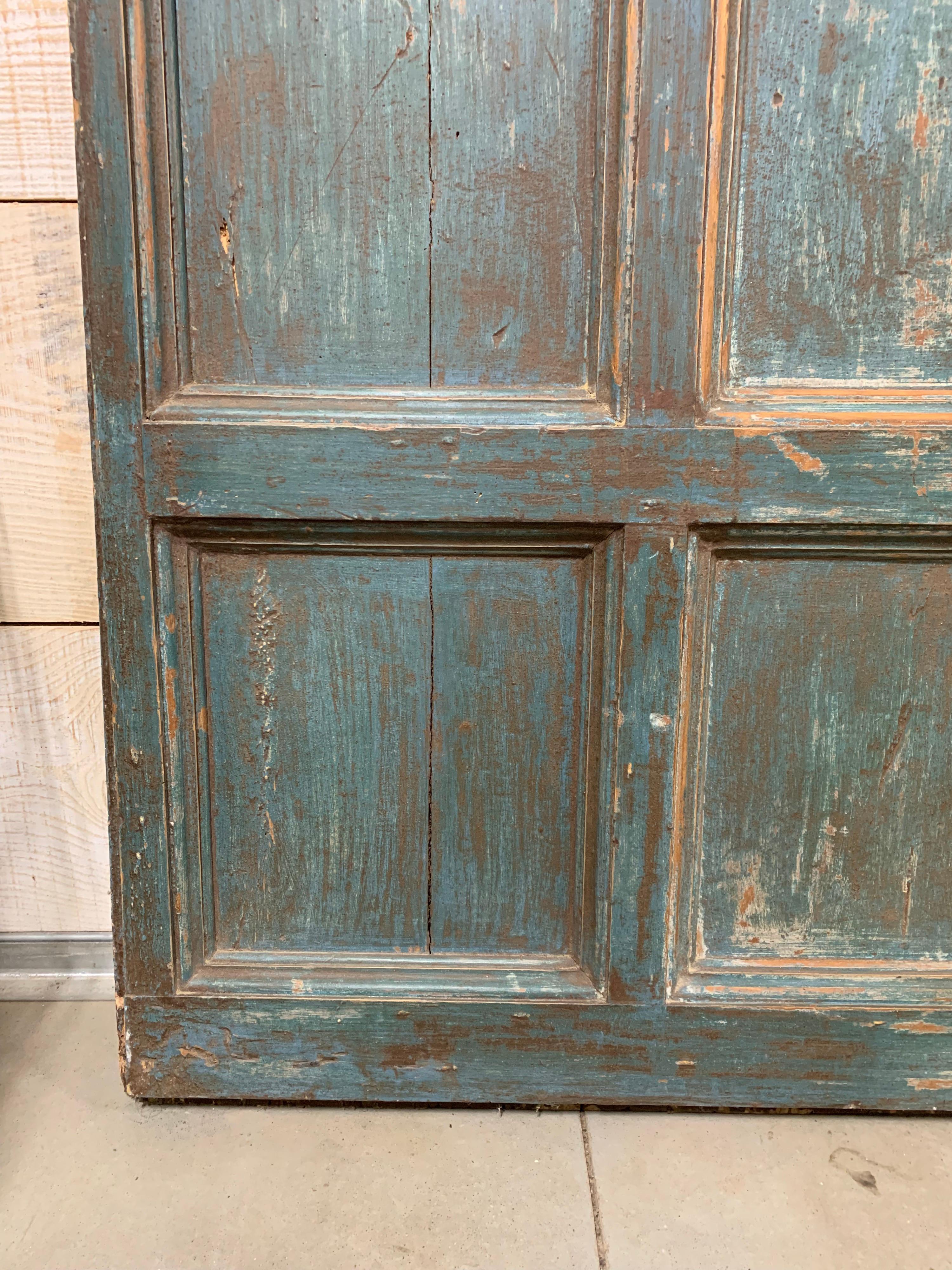 Wood Spanish 18th Century Twelve Panel Door With Original Paint . For Sale