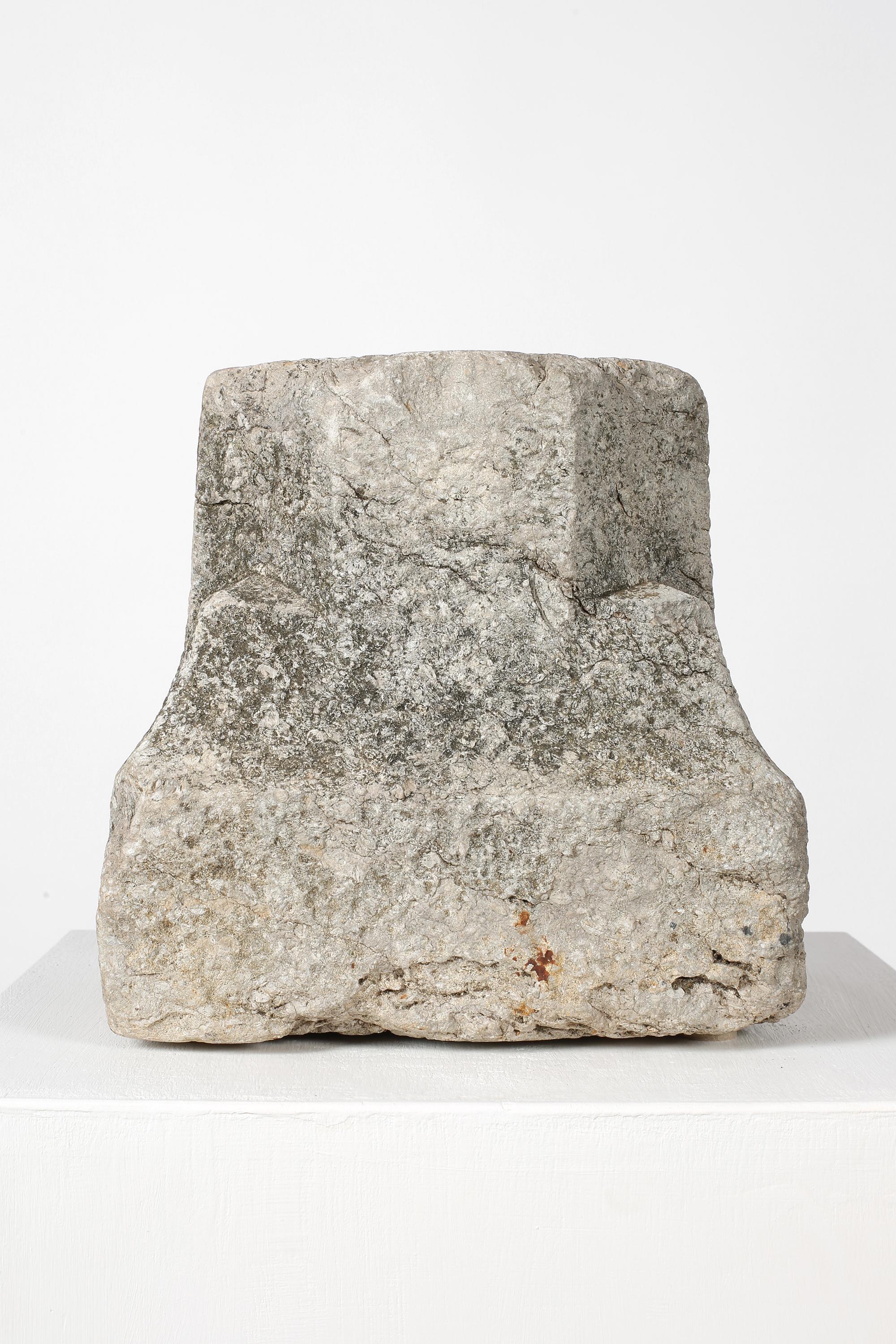 An 18th century carved stone architectural fragment from the city of Girona in Catalonia. Likely the base of a decorative column or supporting structure. Spanish, c. 1750.