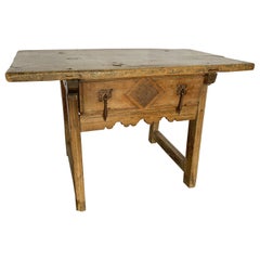 Spanish 18th Century Walnut Single Drawer Table