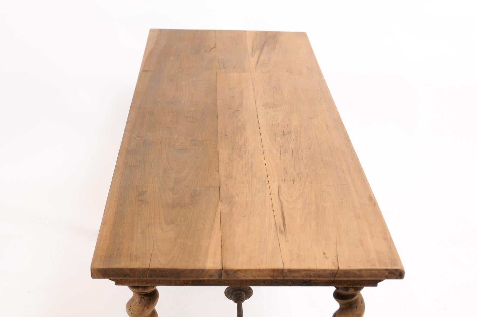 Spanish 1920s Baroque Style Oak Console Table with Barley Twist Trestle Base 7