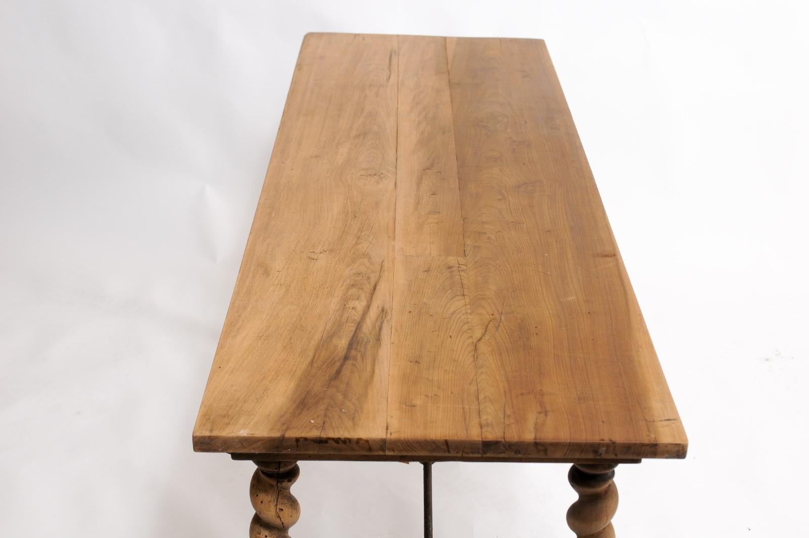 Spanish 1920s Baroque Style Oak Console Table with Barley Twist Trestle Base 3