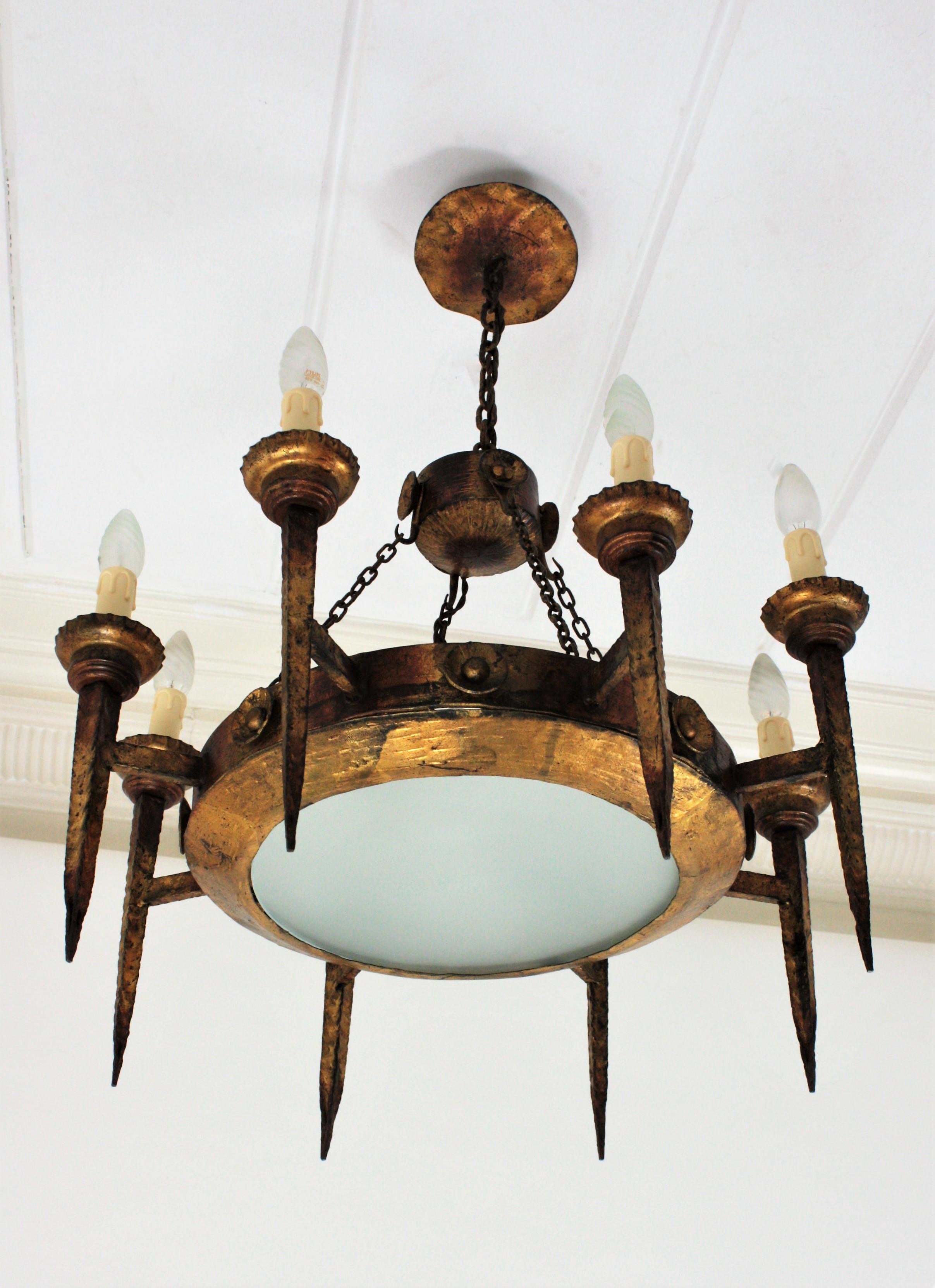 iron ring chandelier
