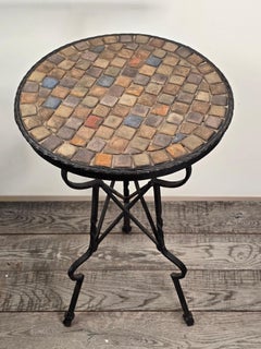 Spanish 1920s Tile Top Wrought Iron Table