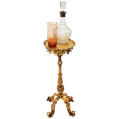 Wrought Gilt Iron Gueridon Drinks Table with Scroll Base, Gothic Style, Spain