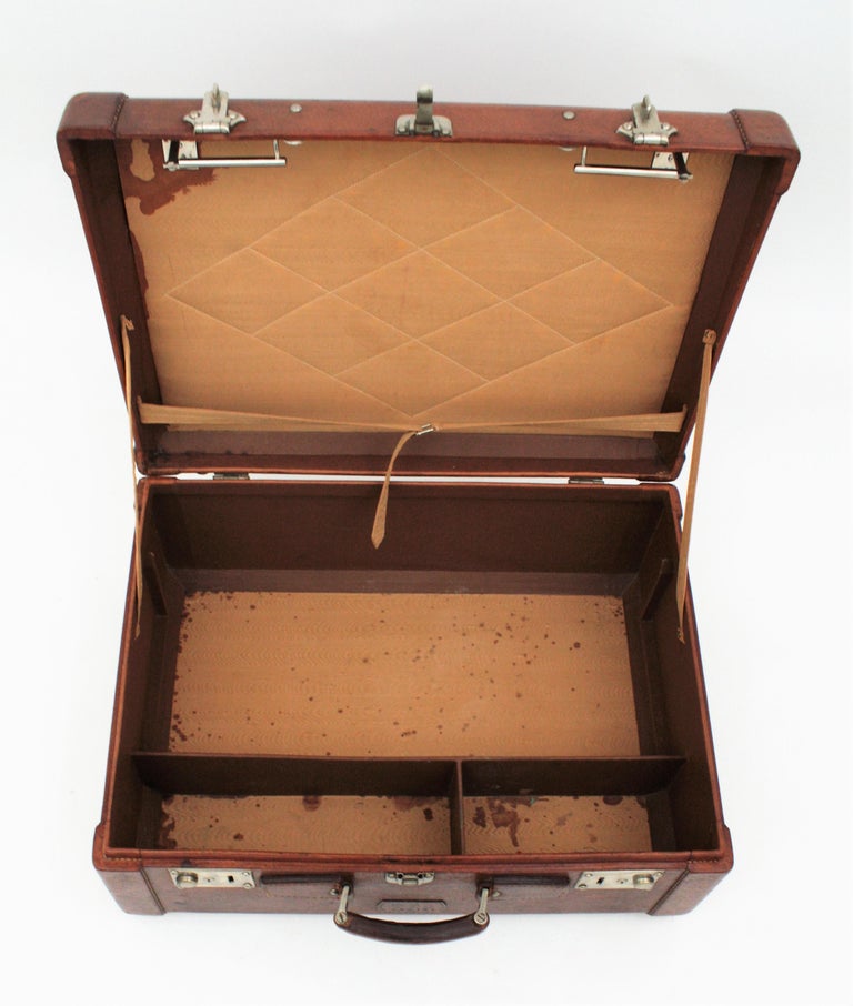 Spanish 1930s Leather Suitcases as Side Table For Sale at 1stDibs