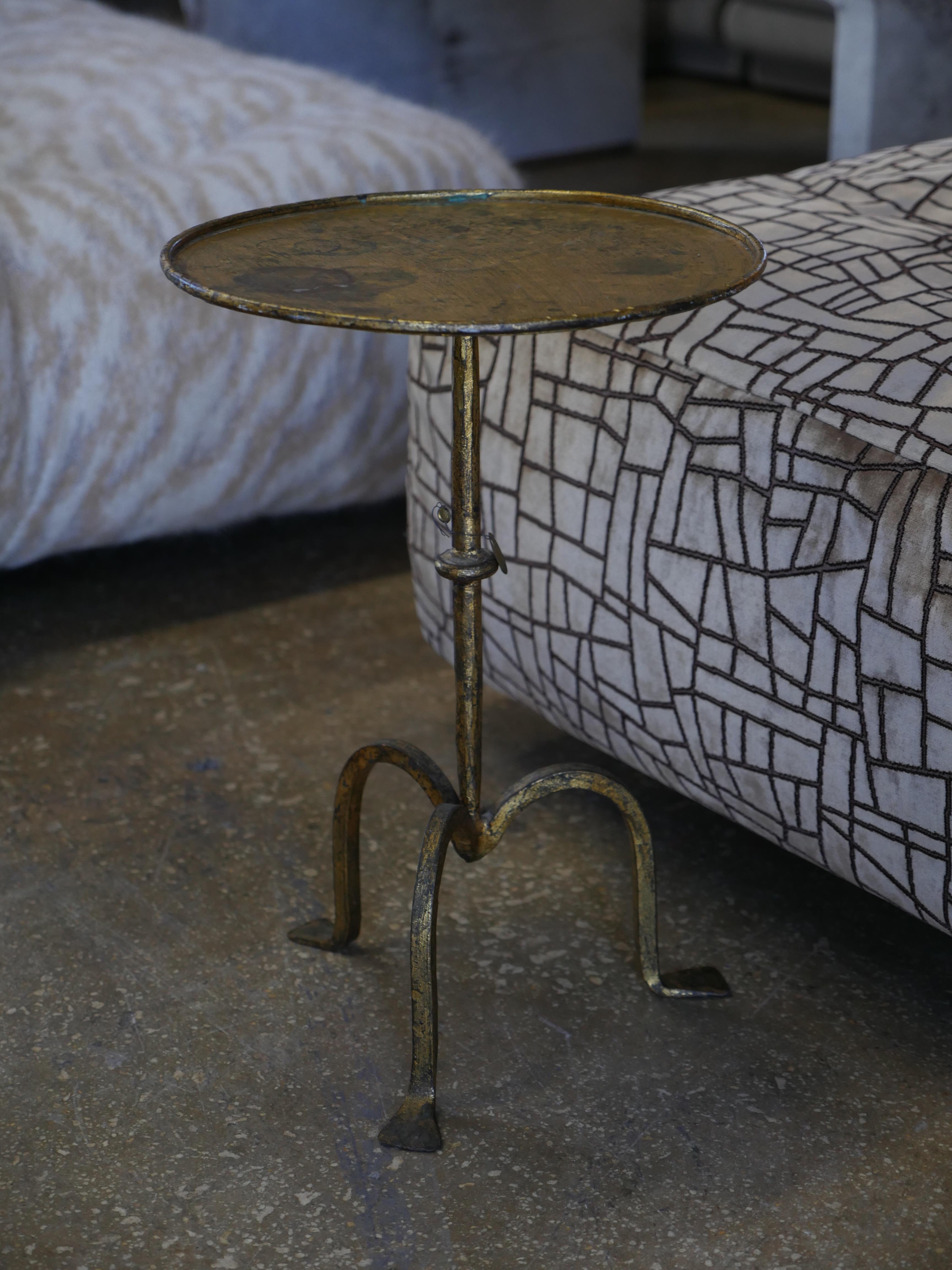 Spanish 1940s Gilt Side Table / Drinks Table / Martini Table, Wrought Iron For Sale 2