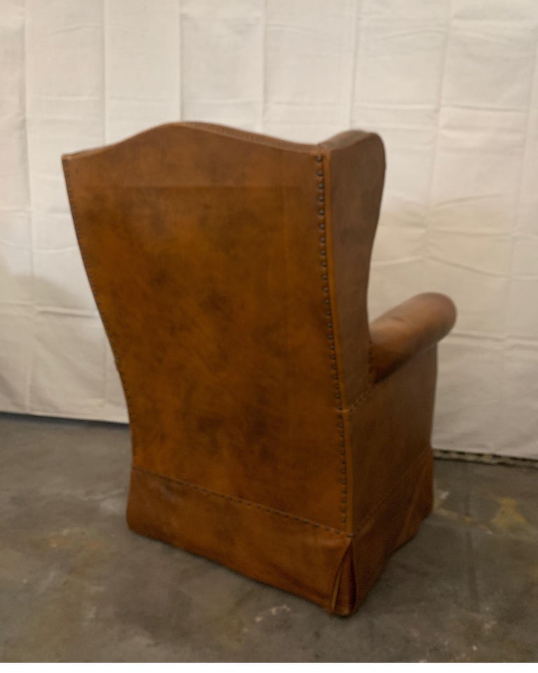 Spanish 1940s Wingback Gliders with Cognac Leather at 1stDibs