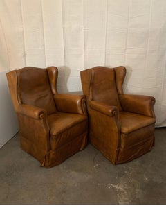 Spanish 1940s Wingback Gliders with Cognac Leather