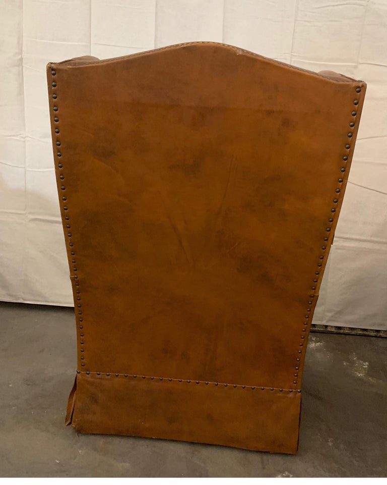 Spanish 1940s Wingback Gliders with Cognac Leather at 1stDibs