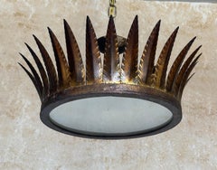 Spanish 1950s Gilt Crown Ceiling Fixture
