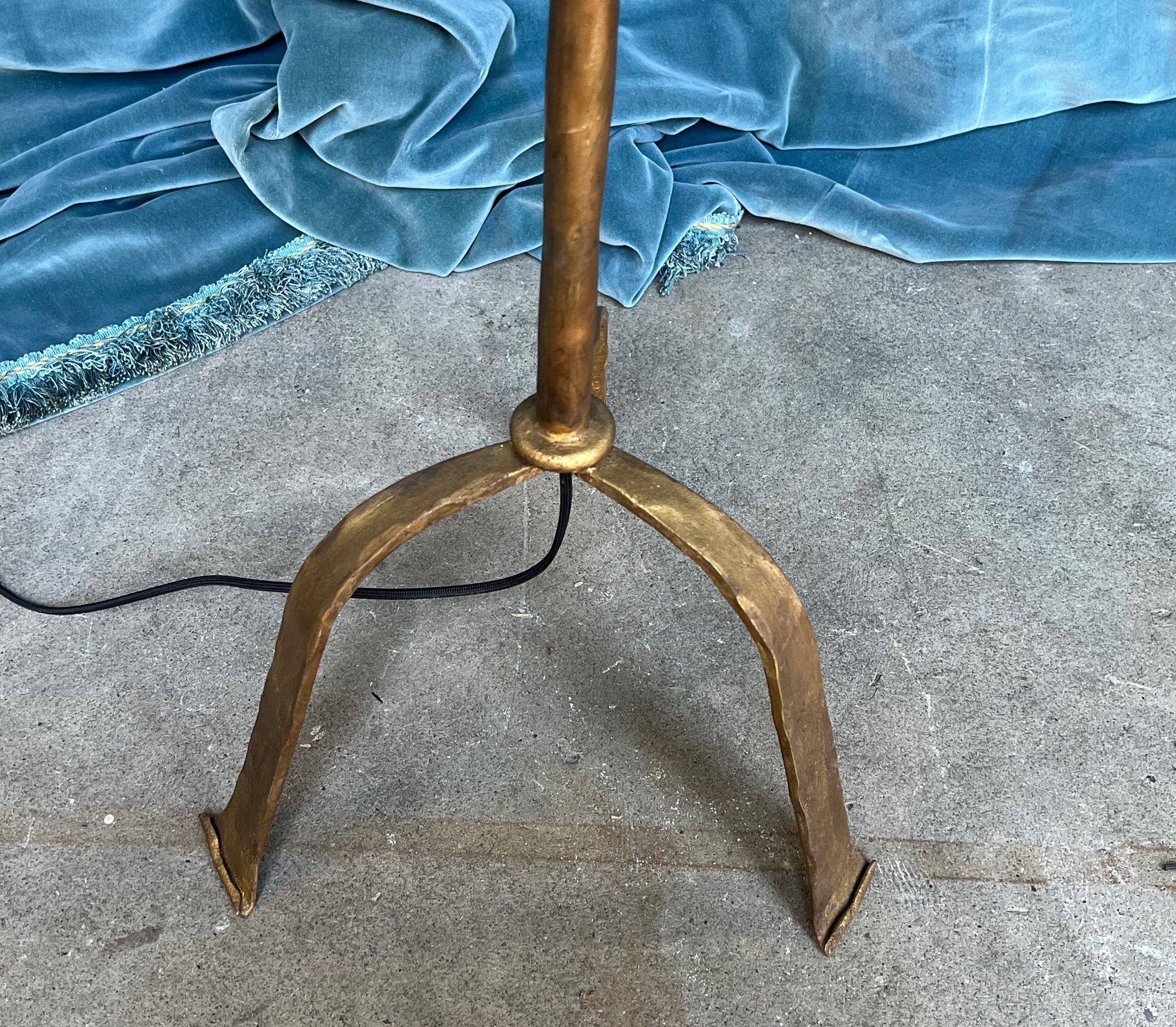 Wrought Iron Spanish 1950s Gilt Floor Lamp For Sale