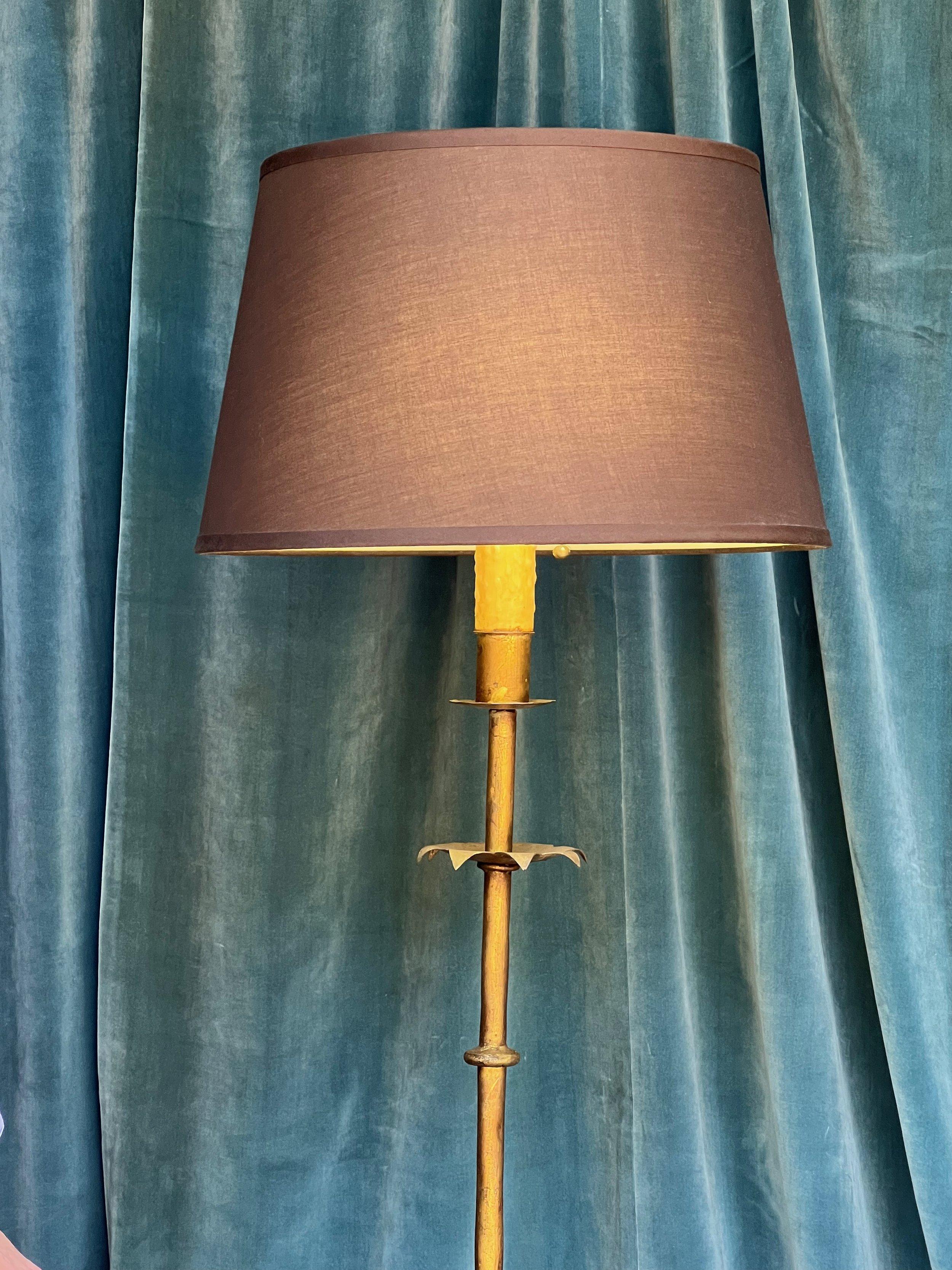 Spanish 1950s Gilt Floor Lamp For Sale 3