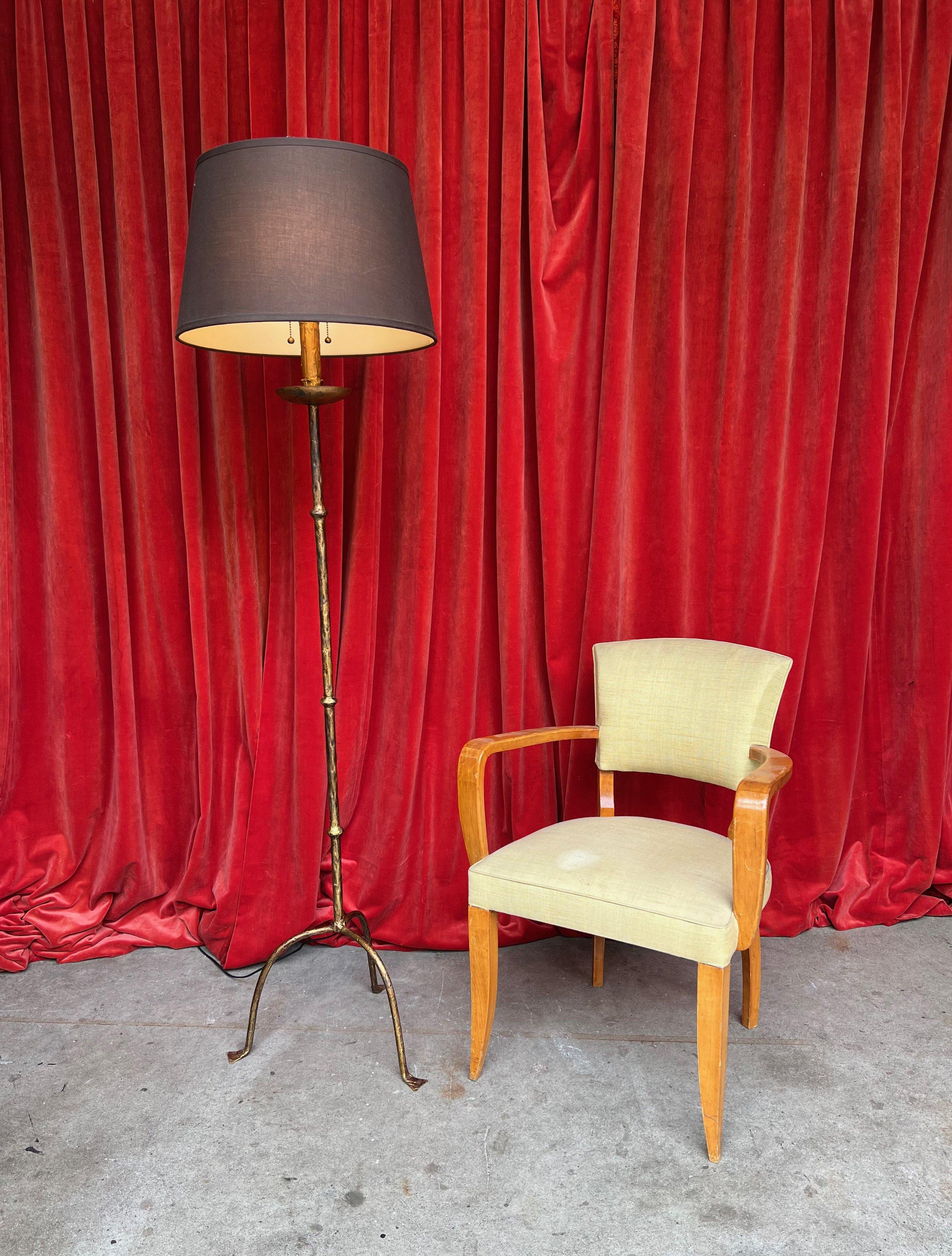 Spanish 1950s Gilt Iron Floor Lamp For Sale 1