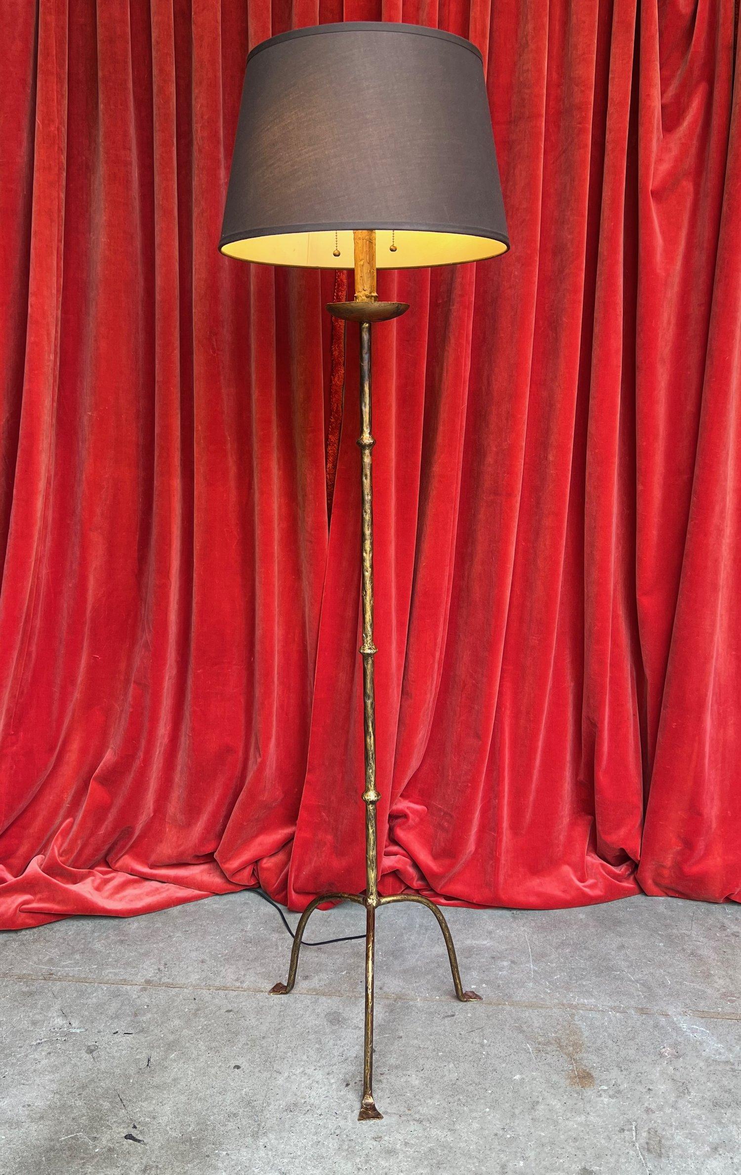 Spanish 1950s Gilt Iron Floor Lamp For Sale 2